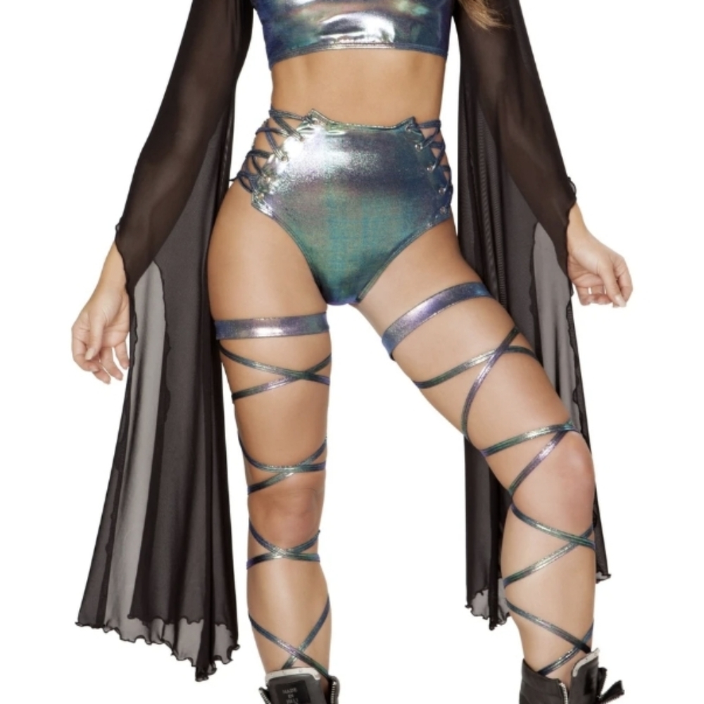 New! Roma Foil Iridescent Lace Up Hot Shorts